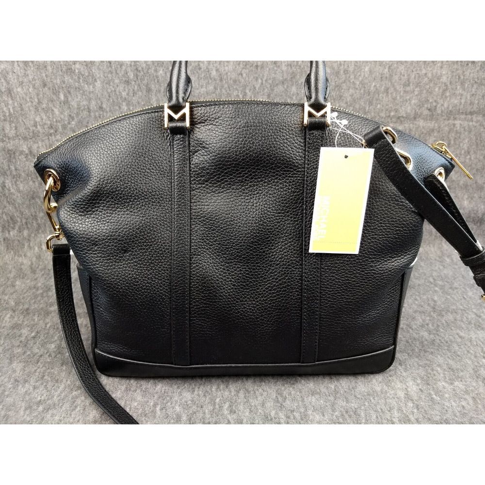 Michael Kors Leather Beckett Satchel Black Crossbody Strap MK‎ Padlock Charm NWT - Picture 3 of 16